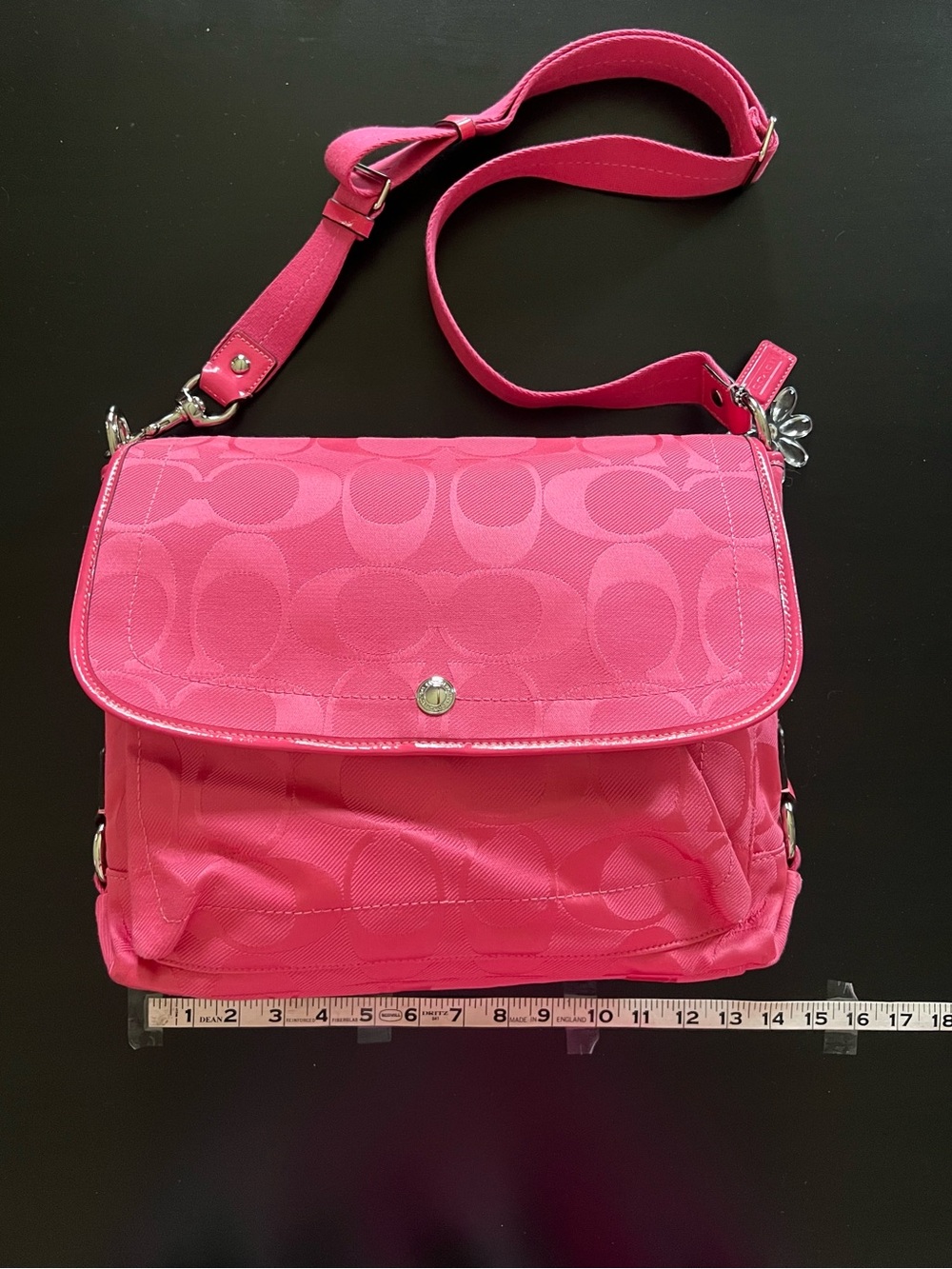 Coach Signature Canvas Messenger/Crossbody Bag in hot pink